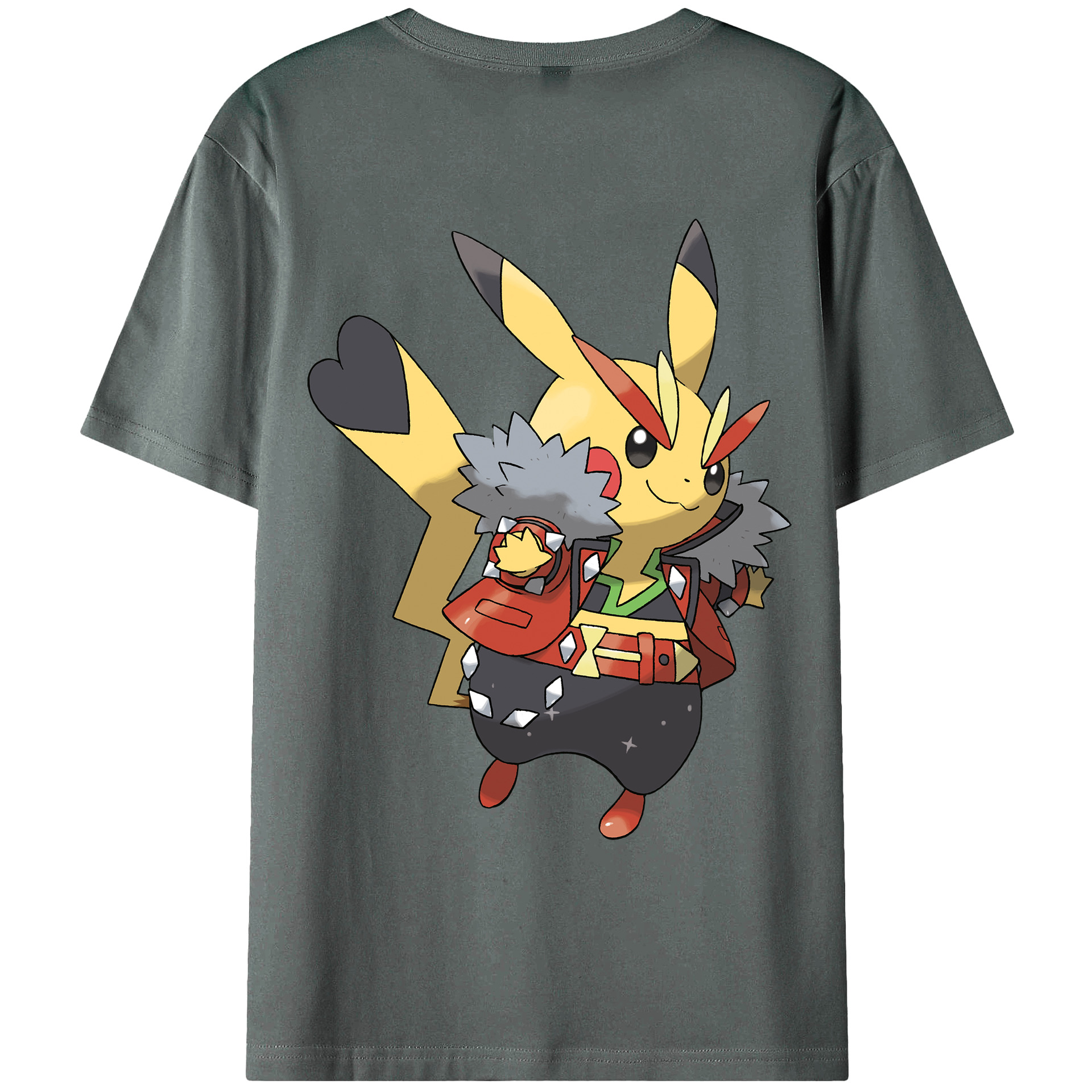 （画像用） ポケットモンスター Pokémon 綿100％ メンズ半袖Tシャツ（バックプリント） 通気性